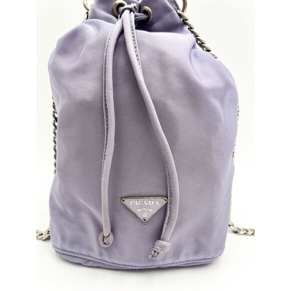 Prada Bucket Drawstring Pouch HandBag Nylon Vintage Purple Crossbody - Picture 6 of 16